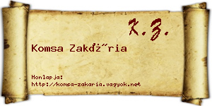 Komsa Zakária névjegykártya